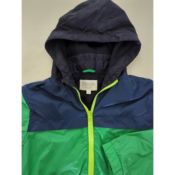 Gymboree Green & Blue Fleece Lined Lightweight Hooded Wind Breaker Boy's Size L - Picture 4 of 7